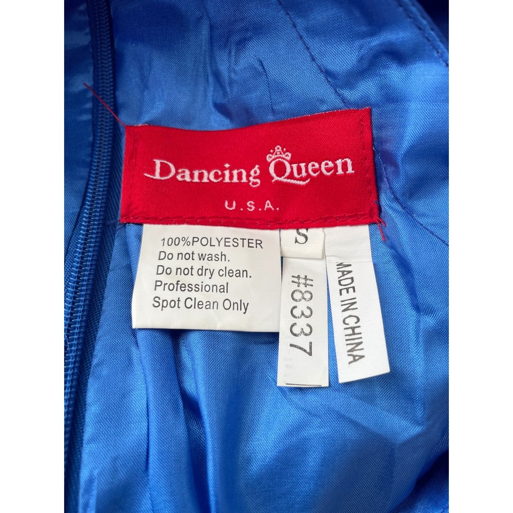 Dancing Queen Gown Womens S Blue Beaded Halter Ruched Maxi Ball Gown Dress - Picture 11 of 13